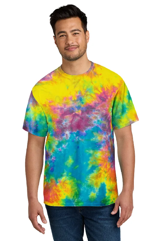 Men's short-sleeve soft lush-bamboo top-Port & Company Mens Crystal Tie-Dye Short Sleeve Crewneck T-Shirt - Jeweltone