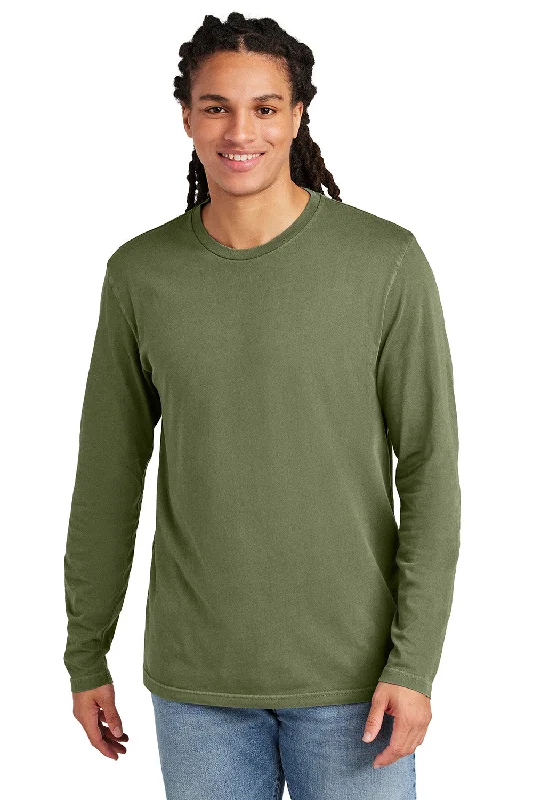 Men's short-sleeve bright deep-classic-muted-old-violet shirt-District Mens District Wash Long Sleeve Crewneck T-Shirt - Olive Drab Green - New