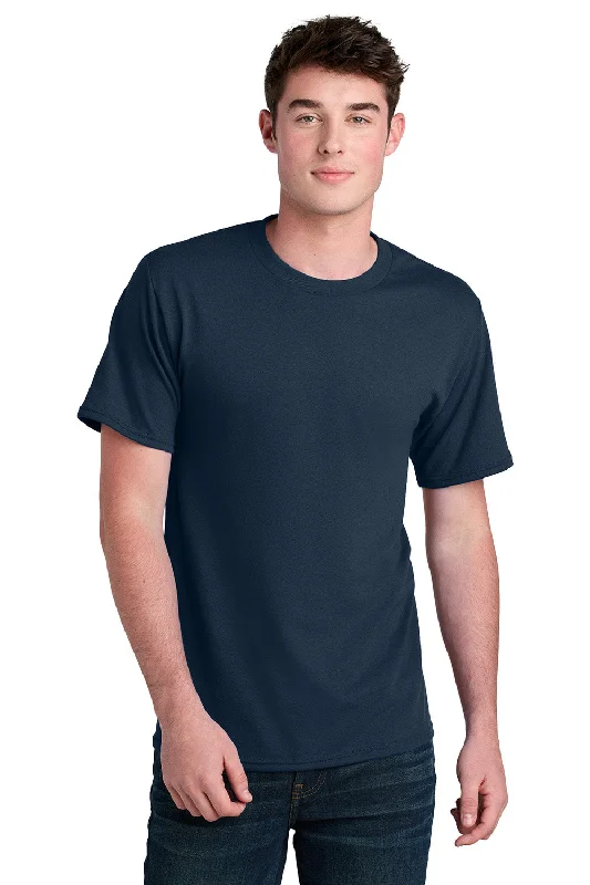 Men's short-sleeve sleek neutral-casual-bold-electric-blue top-Port & Company Mens Core Blend Recycled Short Sleeve Crewneck T-Shirt - Navy Blue - New