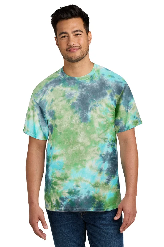 Men's short-sleeve warm thick-poly top-Port & Company Mens Crystal Tie-Dye Short Sleeve Crewneck T-Shirt - Planet Earth