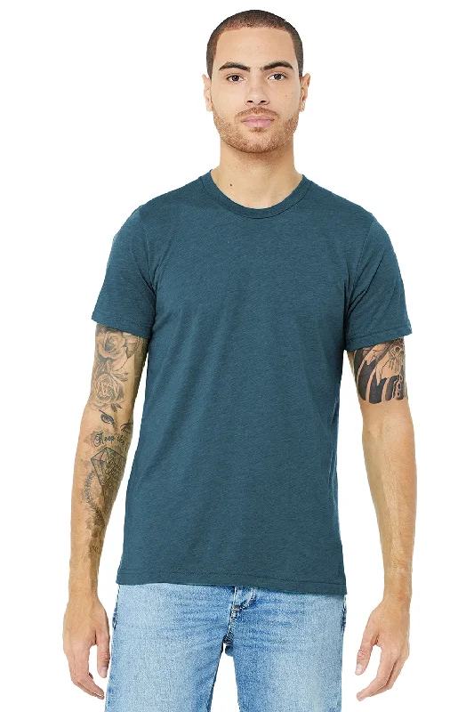 Men's short-sleeve warm stylish-thick-stripe shirt-Bella + Canvas Mens Short Sleeve Crewneck T-Shirt - Steel Blue