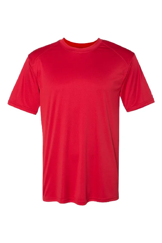 Men's short-sleeve rich plum shirt-Badger Mens Ultimate SoftLock Moisture Wicking Short Sleeve Crewneck T-Shirt - Red - Closeout