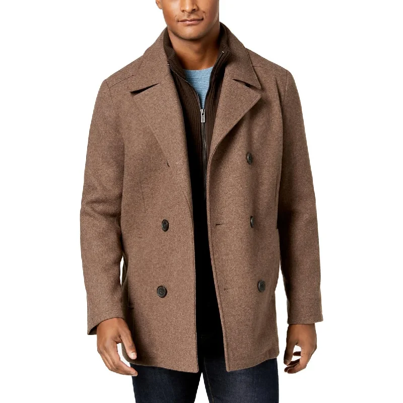 Men's versatile sand jackets-Kenneth Cole New York Mens Big & Tall Wool Blend  Pea Coat