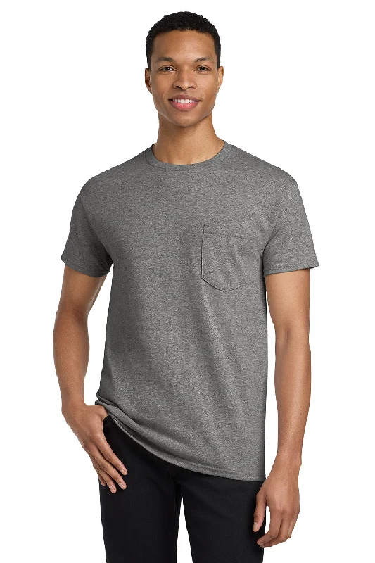 Men's short-sleeve bright deep-classic-muted-old-violet shirt-Gildan Mens Short Sleeve Crewneck T-Shirt w/ Pocket - Heather Graphite Grey