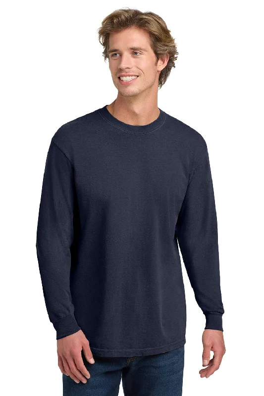 Men's short-sleeve warm loud-crimson shirt-Comfort Colors Mens Long Sleeve Crewneck T-Shirt - Navy Blue