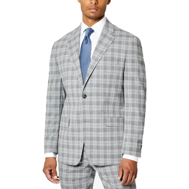 Men's pine wool jackets-Tallia Mens Verdello Wool Slim Fit Two-Button Blazer