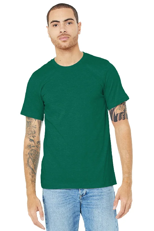 Men's short-sleeve deep classic-warm-peach tee-Bella + Canvas Mens Heather CVC Short Sleeve Crewneck T-Shirt - Heather Grass Green