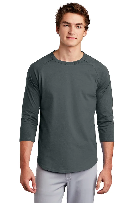 Men's short-sleeve tailored geometric shirt-Sport-Tek Mens 3/4 Sleeve Crewneck T-Shirt - Iron Grey