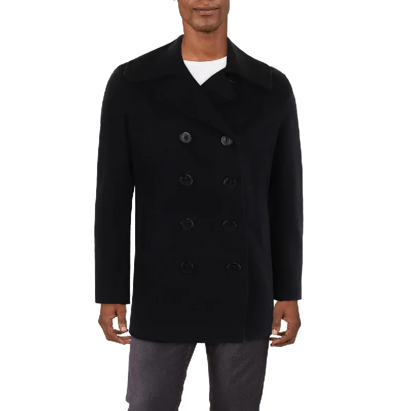 Men's pass relay jackets-Schott NYC Mens Wool Midi Pea Coat