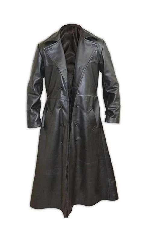 Men's striking plum jackets-Mens Black Brandon Lee The Crow Costume Trench Long Leather Coat