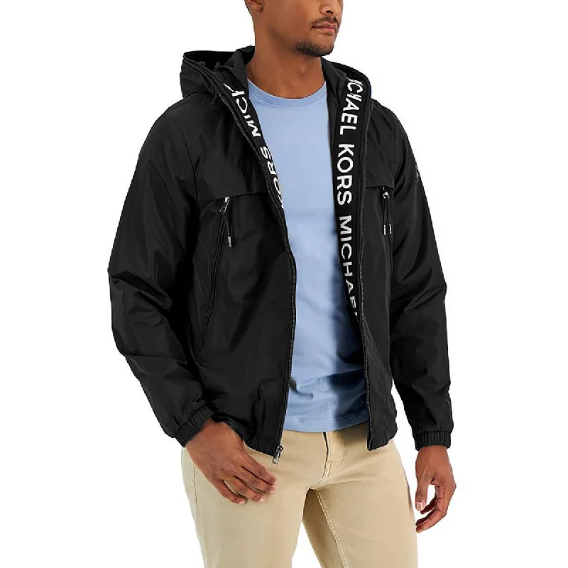 Men's fast track jackets-Michael Kors Mens Logo Short Windbreaker Jacket