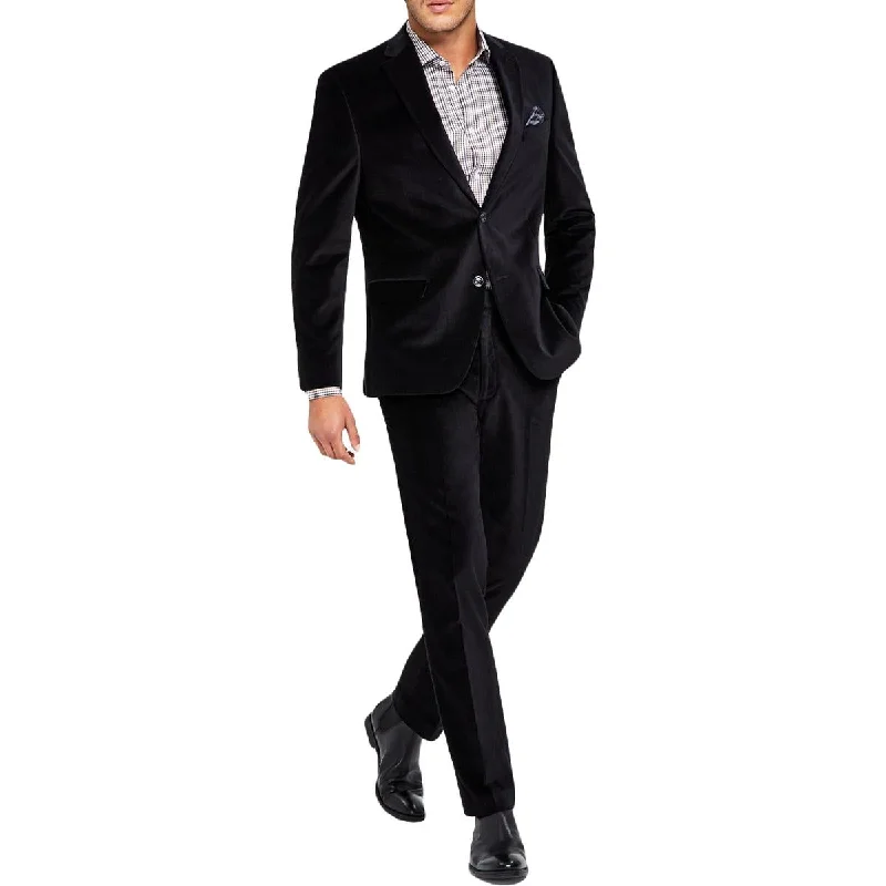 Men's elegant blazer jackets-Alfani Mens Velvet Two-Button Blazer