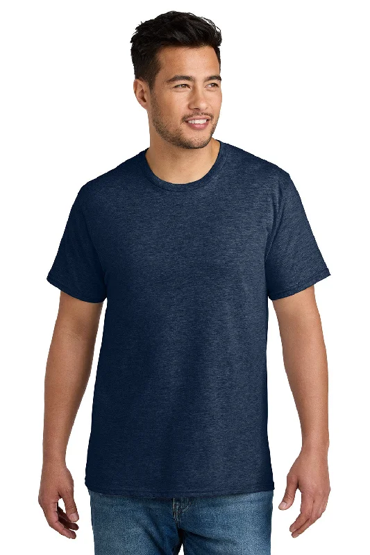 Men's short-sleeve deep classic-muted-big-ombre shirt-Port & Company Mens CVC Short Sleeve Crewneck T-Shirt - Heather Team Navy Blue - New