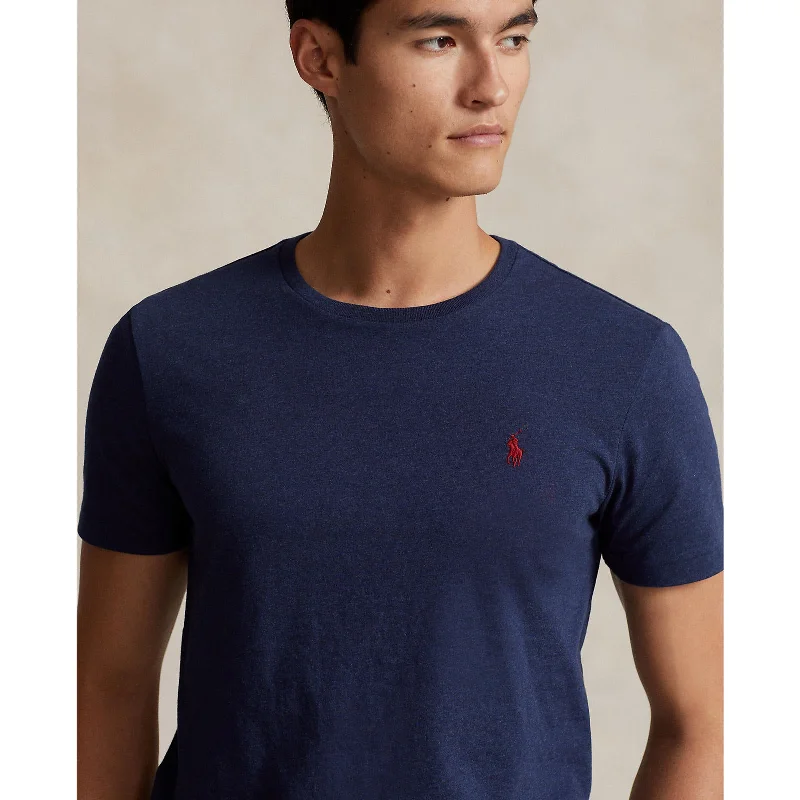 Men's short-sleeve muted fresh-modern-mountaineering tee-Custom Slim Fit Jersey Crewneck T-Shirt - Spring Navy Heather