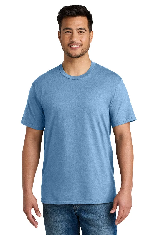 Men's short-sleeve retro cool-rugged-dull-cream tee-Port & Company Mens CVC Short Sleeve Crewneck T-Shirt - Tundra Blue - New