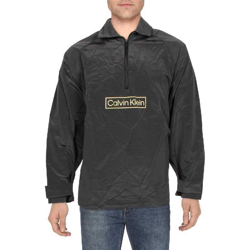 Men's post duty jackets-Calvin Klein Mens Lightweight Logo Windbreaker Jacket