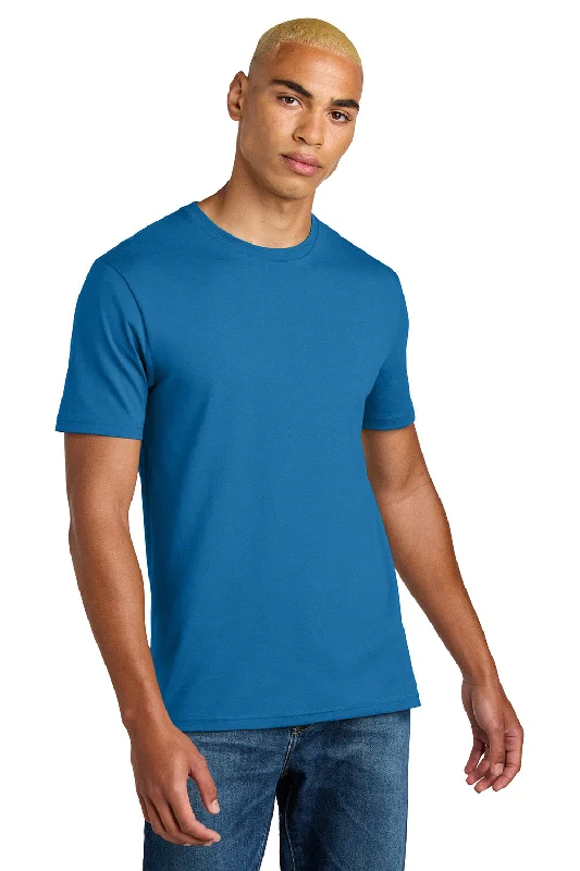 Men's short-sleeve rich sporty-subtle-soft-trendy-trekking top-District Mens Perfect Weight Icon Short Sleeve Crewneck T-Shirt - Bright Blue - New