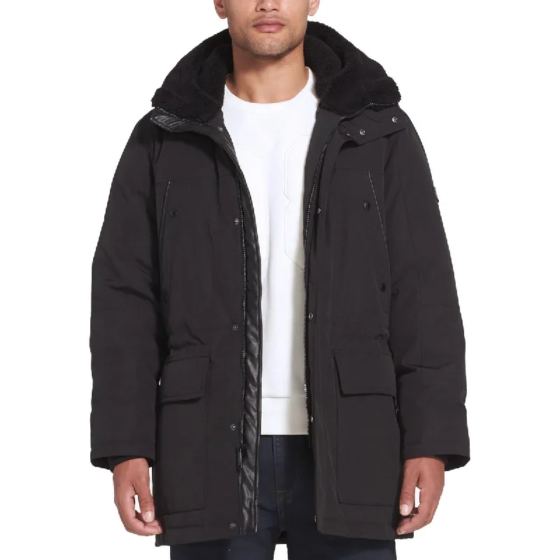 Men's electric violet jackets-Sean John Mens Faux Fur Lined Cold Weather Parka Coat