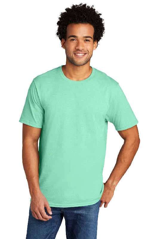 Men's short-sleeve trendy soft-hue top-Port & Company Mens Short Sleeve Crewneck T-Shirt - Heather Jadeite Green