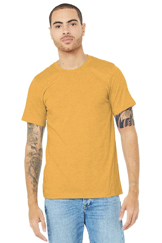 Men's short-sleeve rugged urban-boating tee-Bella + Canvas Mens Heather CVC Short Sleeve Crewneck T-Shirt - Heather Mustard Yellow