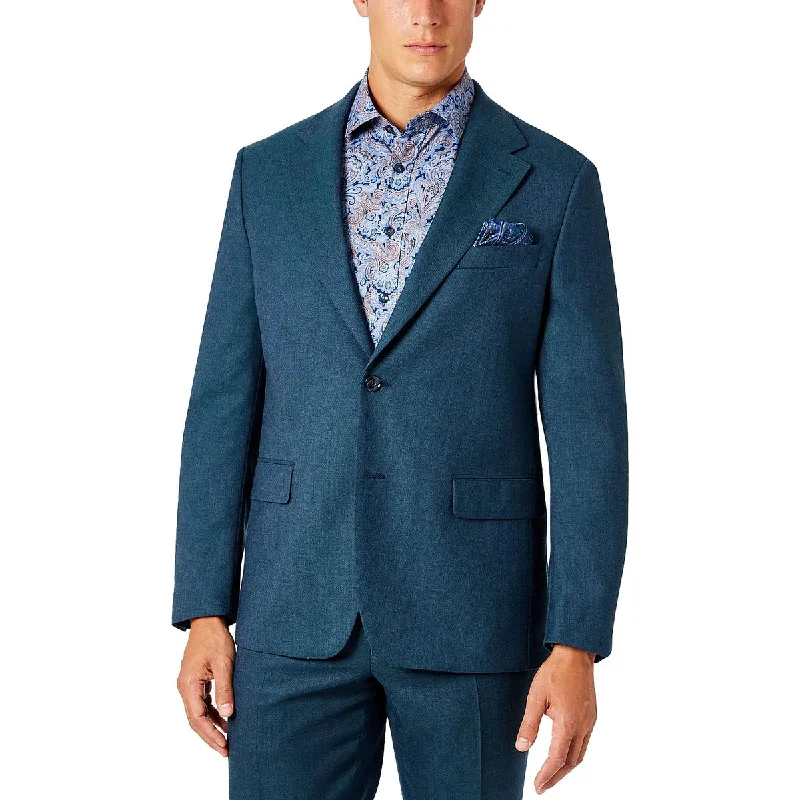 Men's sky captain jackets-Tallia Mens Vector Wool Classic Fit Two-Button Blazer