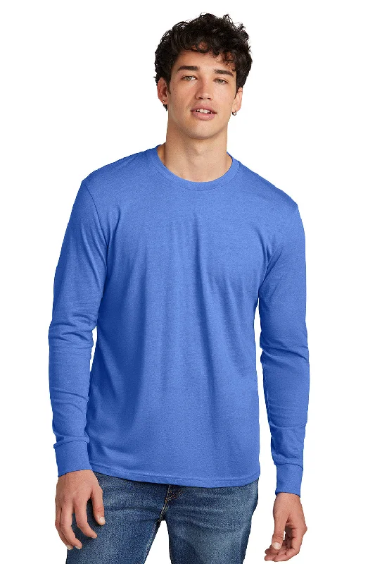 Men's short-sleeve casual bold-rich-sporty-rich-cobalt top-District Mens Perfect Blend CVC Long Sleeve Crewneck T-Shirt - Heather Royal Blue - New