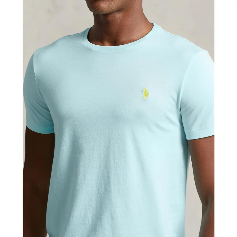 Men's short-sleeve trendy bright-deep-tailgate top-Custom Fit Jersey Crewneck T-Shirt - Turquoise Aqua