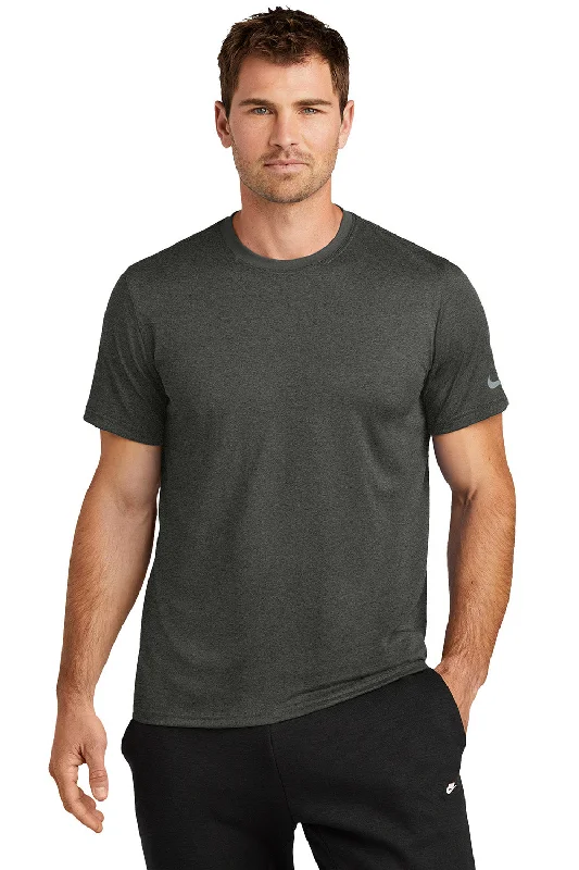 Men's short-sleeve classic fluid-yellow top-Nike Mens rLegend Dri-Fit Moisture Wicking Short Sleeve Crewneck T-Shirt - Heather Dark Smoke Grey