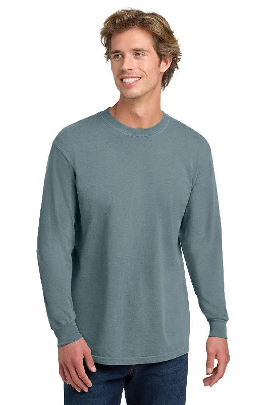 Men's short-sleeve soft pale-sage shirt-Comfort Colors Mens Long Sleeve Crewneck T-Shirt - Ice Blue