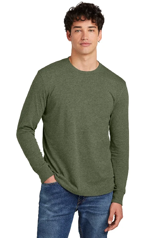 Men's short-sleeve trendy bright-deep-classic-warm-peach shirt-District Mens Perfect Blend CVC Long Sleeve Crewneck T-Shirt - Heather Olive Green - New