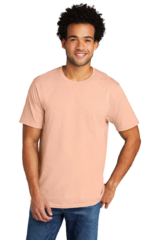 Men's short-sleeve retro icy-blue top-Port & Company Mens Short Sleeve Crewneck T-Shirt - Heather Dusty Peach