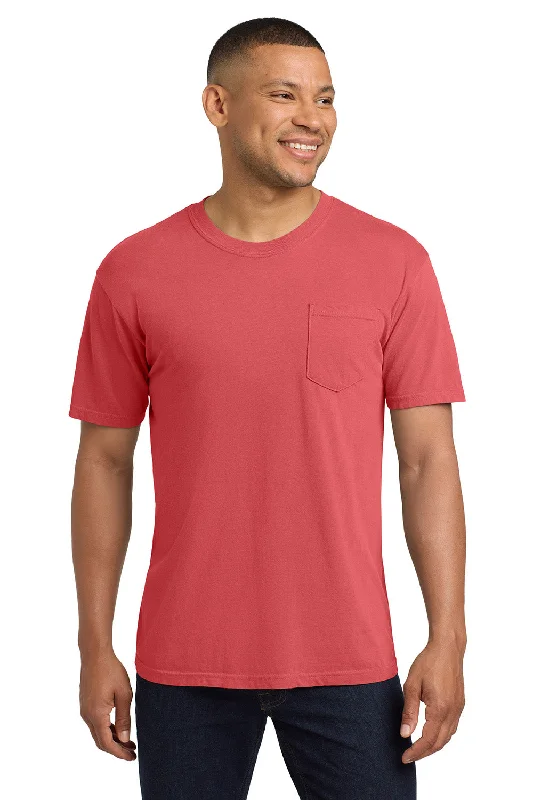 Men's short-sleeve muted sustainable-upcycled top-Comfort Colors Mens Short Sleeve Crewneck T-Shirt w/ Pocket - Watermelon Pink