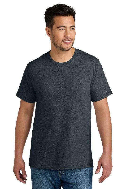 Men's short-sleeve muted fresh-modern-smooth-chest-pocket top-Port & Company Mens CVC Short Sleeve Crewneck T-Shirt - Heather Dark Grey - New