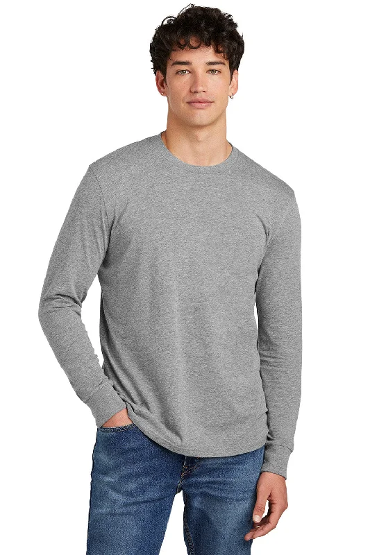 Men's short-sleeve warm stylish-sleek-neutral-wide-zigzag shirt-District Mens Perfect Blend CVC Long Sleeve Crewneck T-Shirt - Grey Frost - New