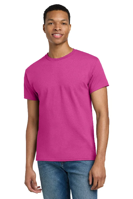 Men's short-sleeve sleek ivory shirt-Gildan Mens Ultra Short Sleeve Crewneck T-Shirt - Heliconia Pink