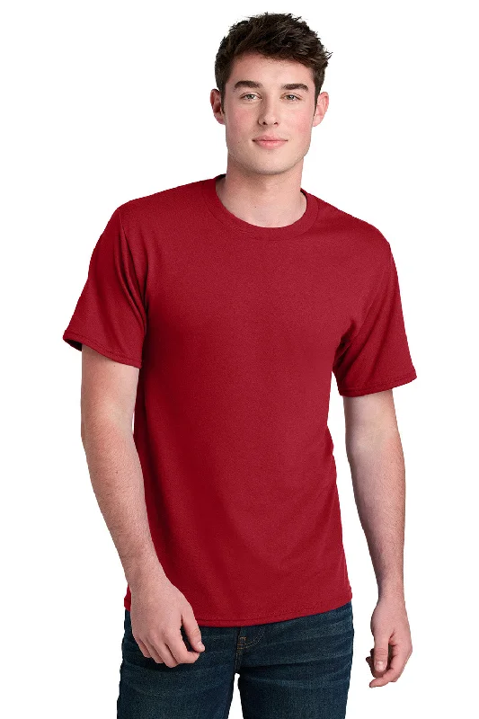 Men's short-sleeve rugged urban-warm-stylish-thick-stripe top-Port & Company Mens Core Blend Recycled Short Sleeve Crewneck T-Shirt - Red - New