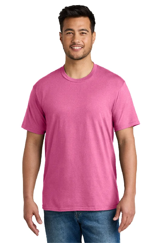 Men's short-sleeve urban warm-stylish-sleek-BMX top-Port & Company Mens CVC Short Sleeve Crewneck T-Shirt - Awareness Pink - New