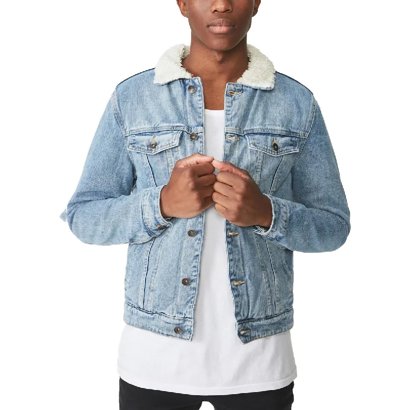 Men's prize bold jackets-Cotton On Mens Borg Shearling Heavy Denim Jacket