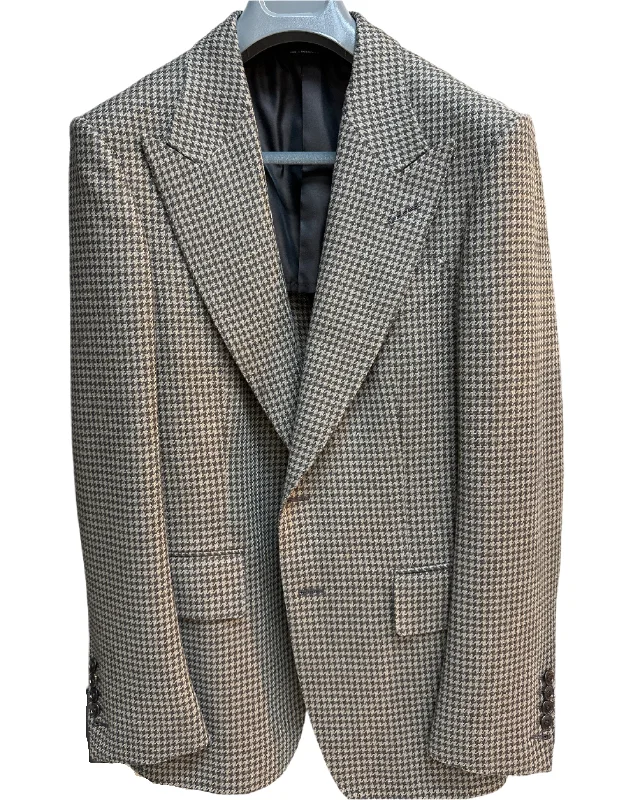 Men's pulse city jackets-Tom Ford Mens Patterned Blazer in Gray