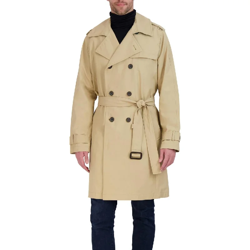 Men's wingman jackets-Vince Camuto Mens Cotton Blend Double Breasted Trench Coat