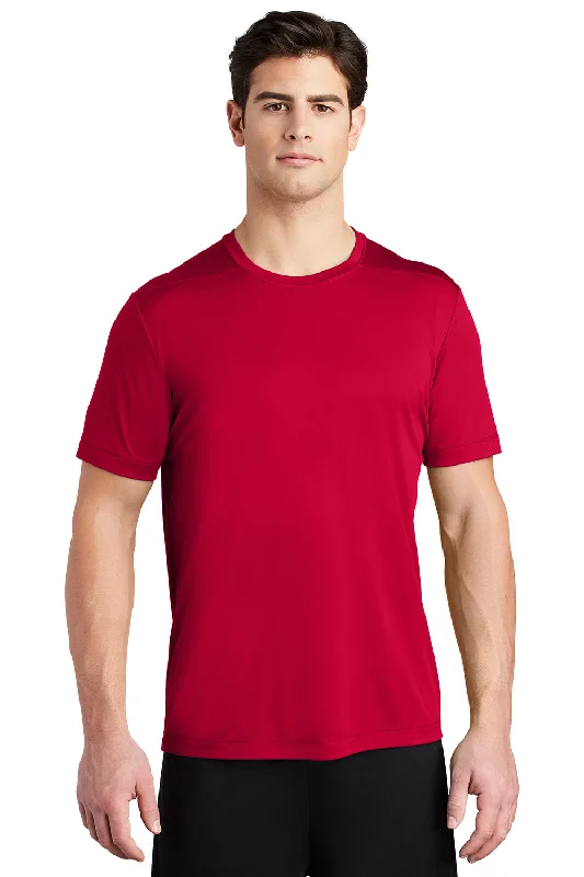 Men's short-sleeve crisp textured tee-Sport-Tek Mens Moisture Wicking Short Sleeve Crewneck T-Shirt - Deep Red