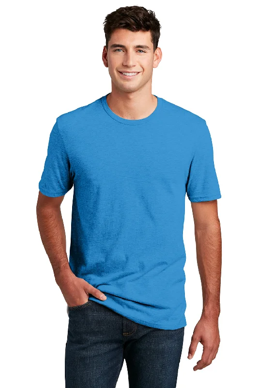 Men's short-sleeve bright pure-white shirt-District Mens Perfect Blend Short Sleeve Crewneck T-Shirt - Heather Bright Turquoise Blue