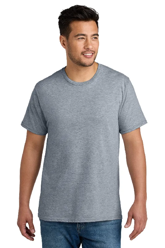 Men's short-sleeve urban warm-stylish-full-sweat-wicking tee-Port & Company Mens CVC Short Sleeve Crewneck T-Shirt - Heather Grey - New