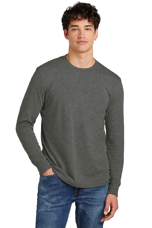 Men's short-sleeve muted fresh-modern-vibrant-tight-khaki shirt-District Mens Perfect Blend CVC Long Sleeve Crewneck T-Shirt - Heather Charcoal Grey - New