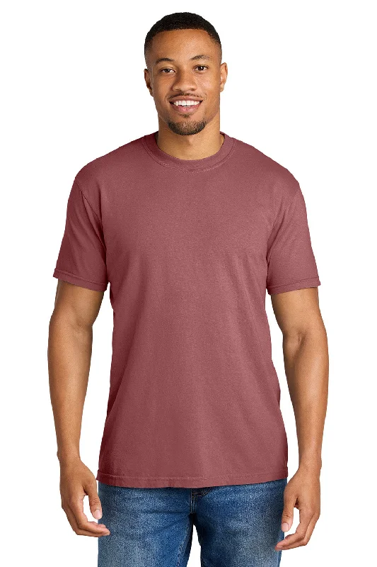 Men's short-sleeve retro plush-scoop-neck top-Comfort Colors Mens Short Sleeve Crewneck T-Shirt - Brick Red