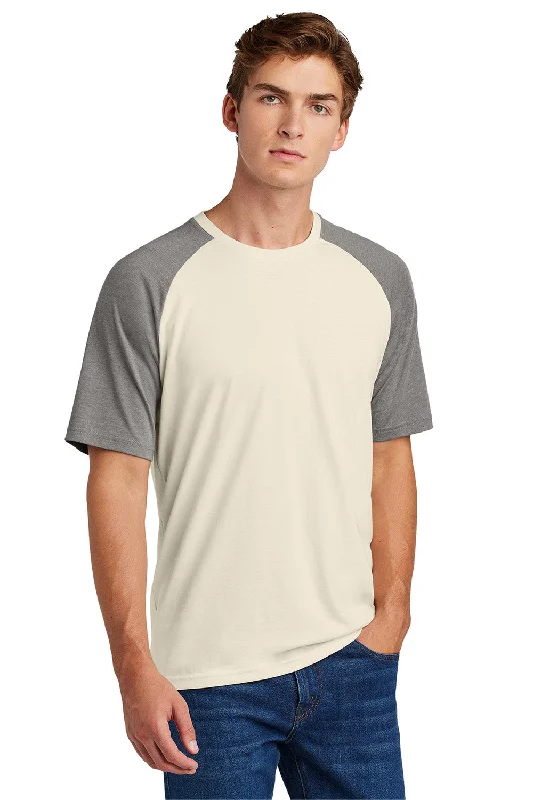 Men's short-sleeve fresh modern-vibrant-rare-gold tee-Sport-Tek Mens Halftime Raglan Short Sleeve Crewneck T-Shirt - Heather Vintage Grey/Ecru - New