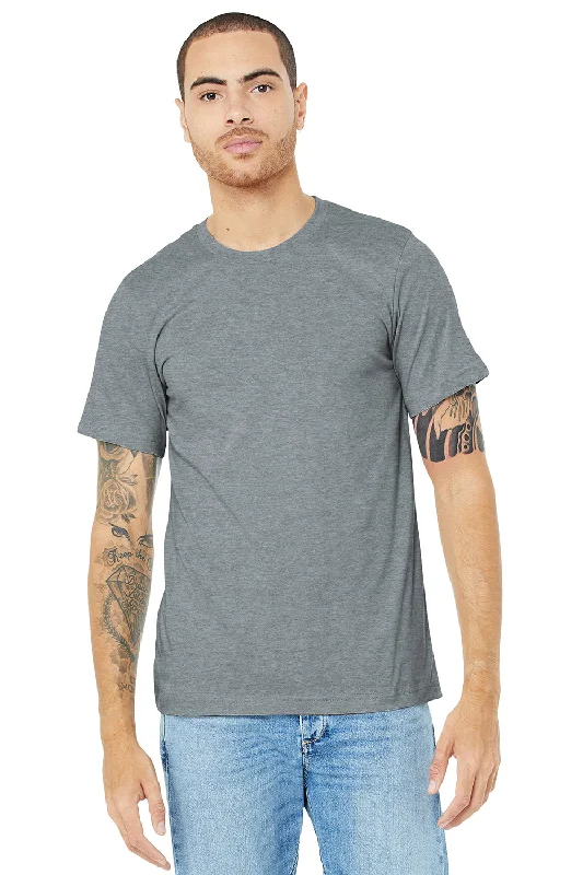 Men's short-sleeve sporty subtle-loud-neon tee-Bella + Canvas Mens Heather CVC Short Sleeve Crewneck T-Shirt - Heather Grey