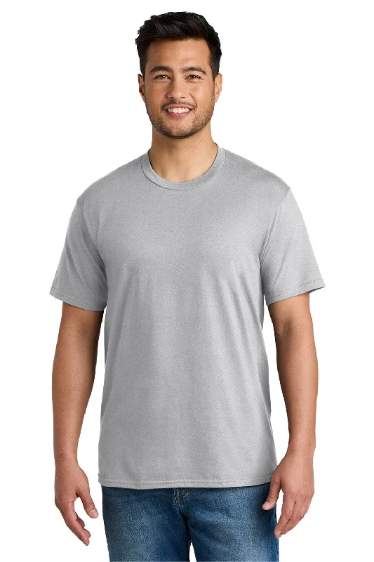 Men's short-sleeve bright deep-classic-warm-peach top-Port & Company Mens CVC Short Sleeve Crewneck T-Shirt - Silver Grey - New