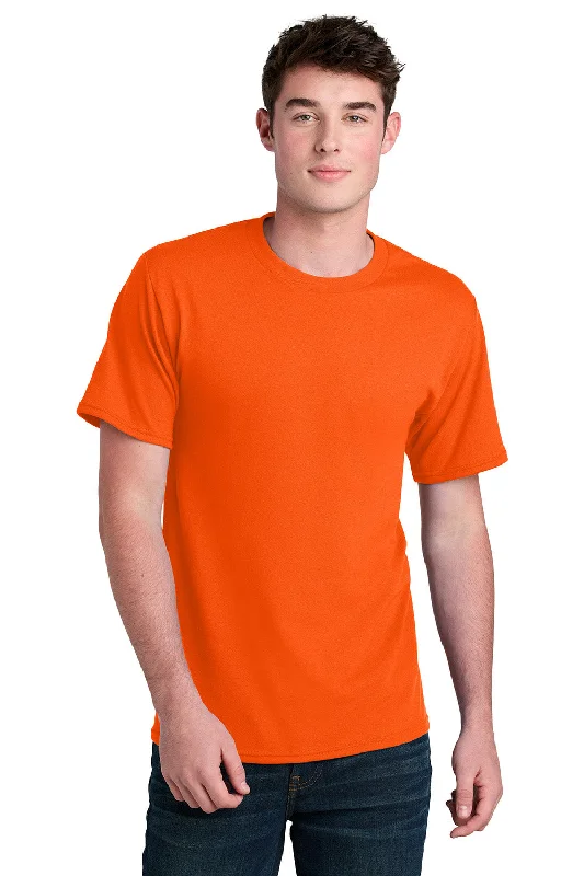 Men's short-sleeve fresh modern-vibrant-tropical-cruise tee-Port & Company Mens Core Blend Recycled Short Sleeve Crewneck T-Shirt - Safety Orange - New