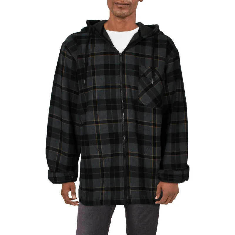 Men's strike ops jackets-Wolverine Mens Bucksaw Sherpa Plaid Hooded Shirt Jacket